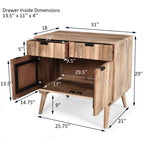 Stylish - Style 2 -Drawer 2 -Door Cabinet , Mango Wood in Natural Finish