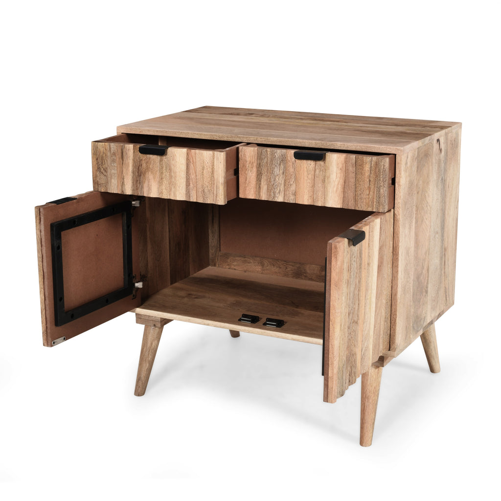 Stylish - Style 2 -Drawer 2 -Door Cabinet , Mango Wood in Natural Finish