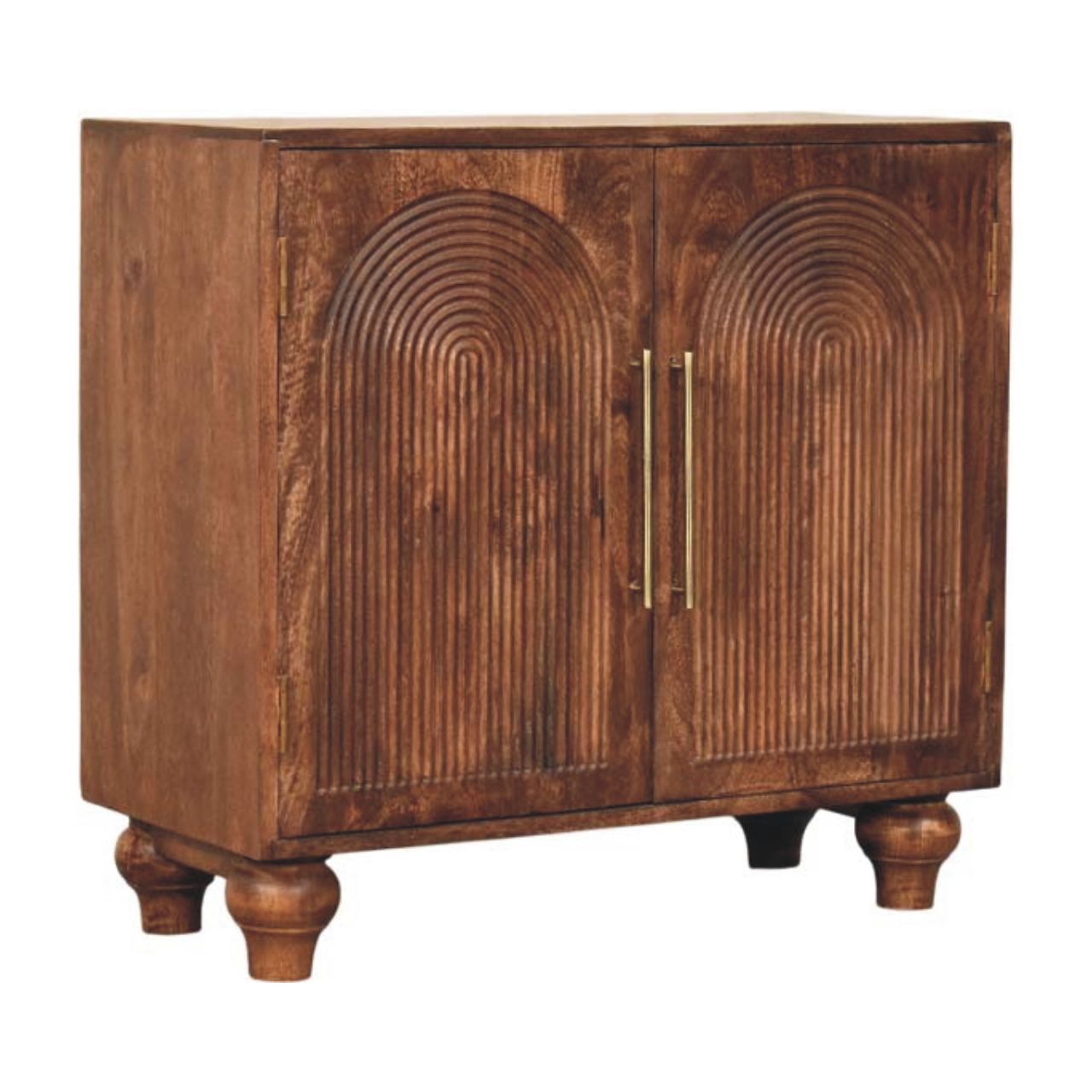 Solid Wood Arco Groove Sideboard,2-doors,Brown Sideboard