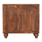 Solid Wood Arco Groove Sideboard,2-doors,Brown Sideboard