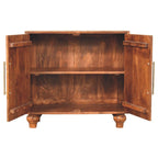Solid Wood Arco Groove Sideboard,2-doors,Brown Sideboard