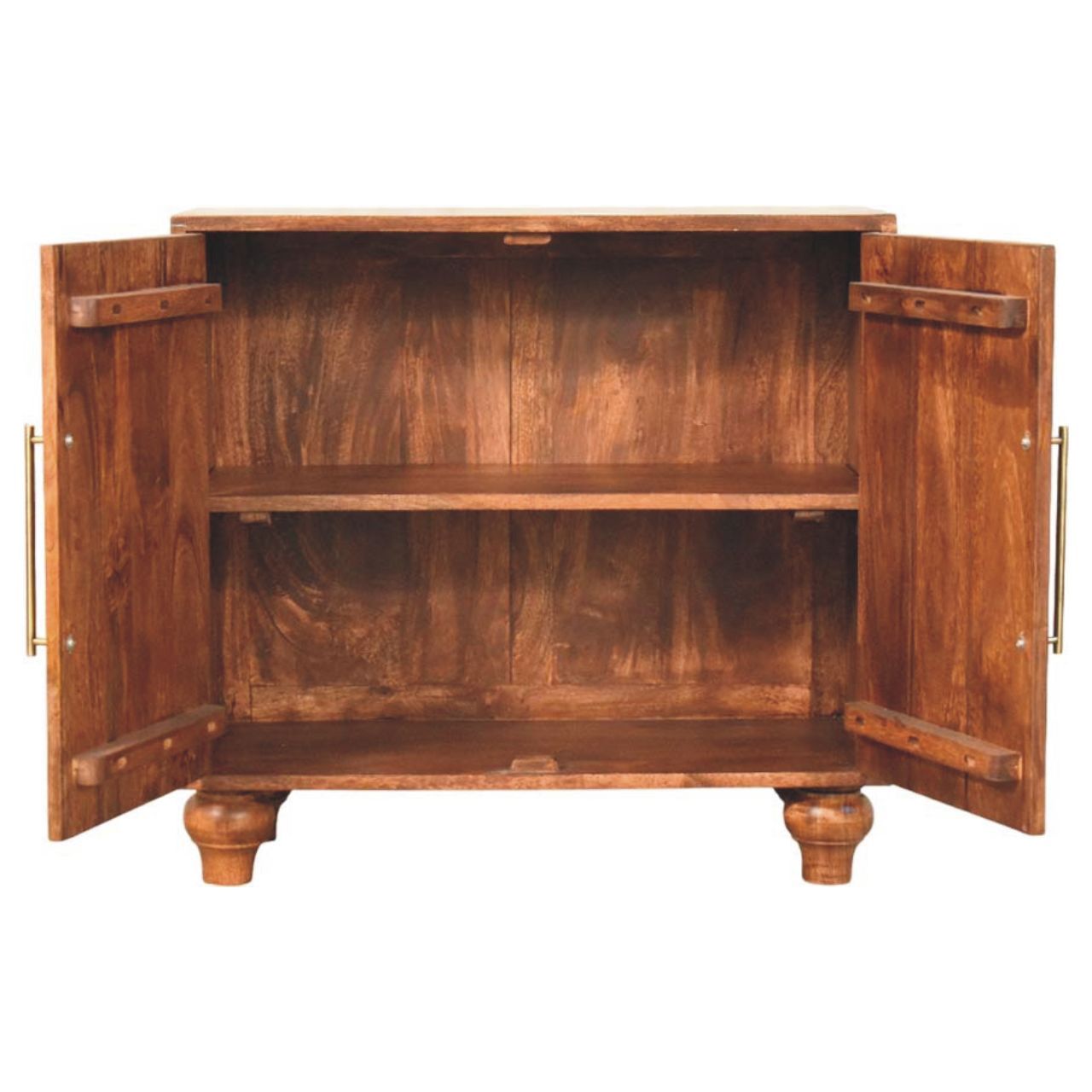 Solid Wood Arco Groove Sideboard,2-doors,Brown Sideboard