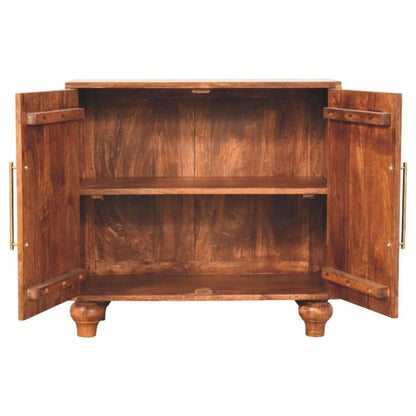 Solid Wood Arco Groove Sideboard,2-doors,Brown Sideboard