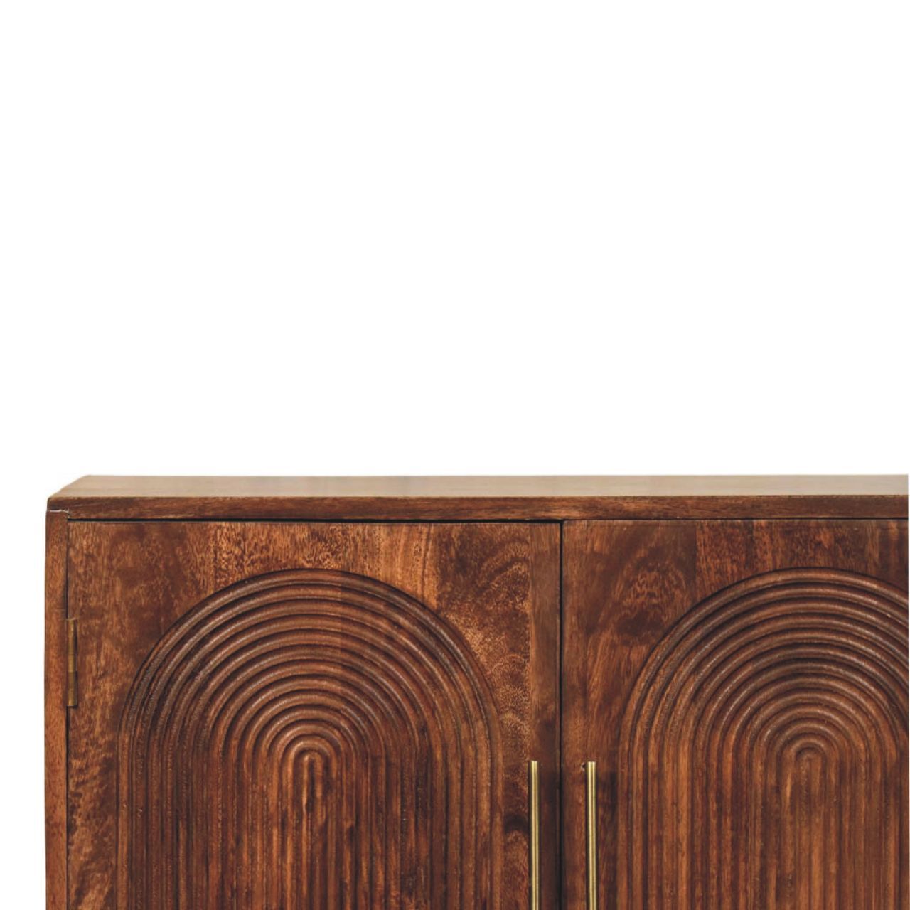Solid Wood Arco Groove Sideboard,2-doors,Brown Sideboard