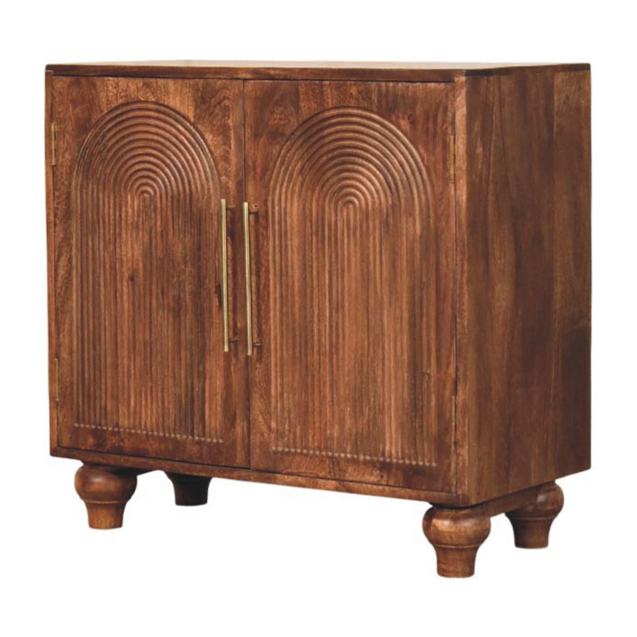 Solid Wood Arco Groove Sideboard,2-doors,Brown Sideboard