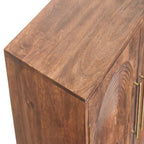 Solid Wood Arco Groove Sideboard,2-doors,Brown Sideboard