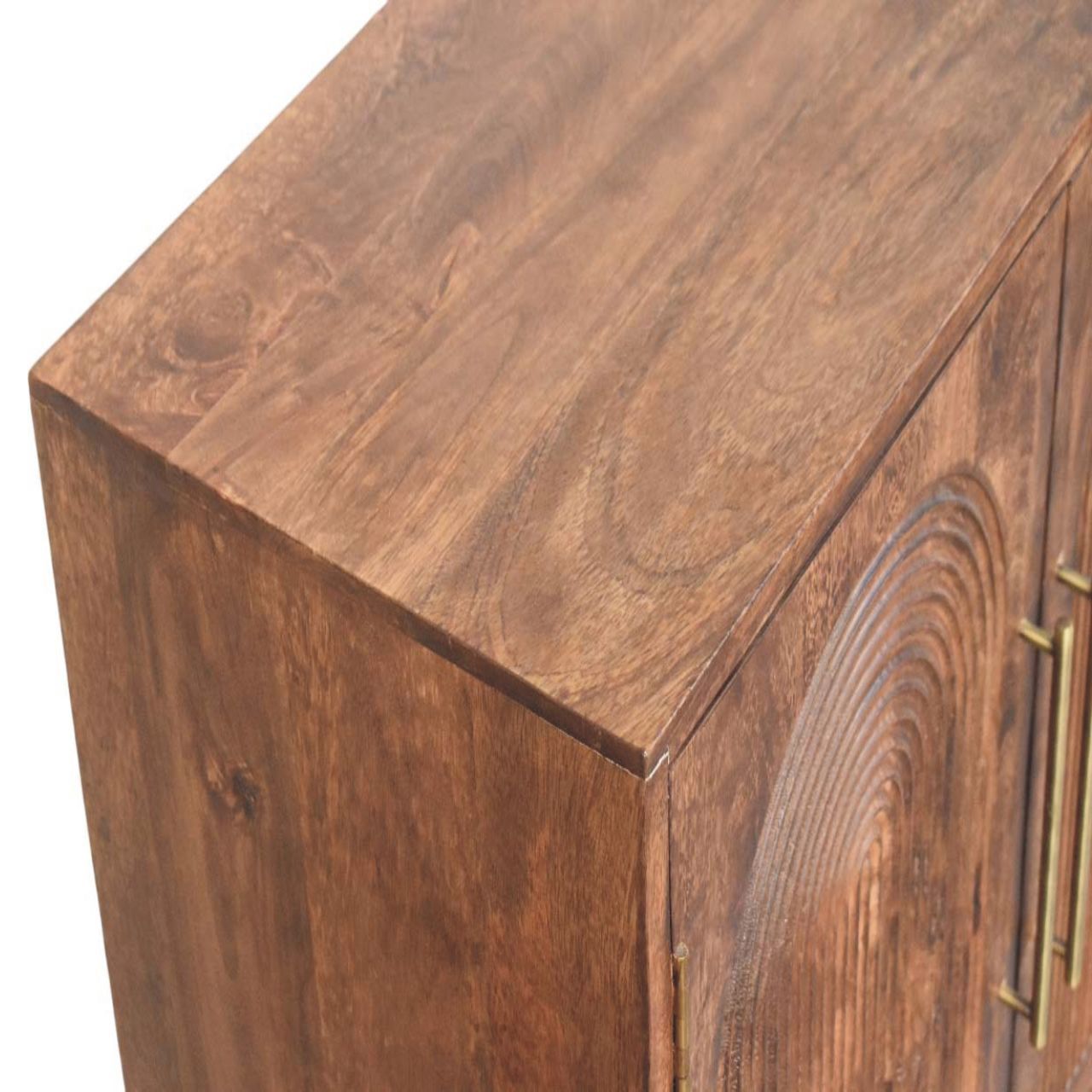 Solid Wood Arco Groove Sideboard,2-doors,Brown Sideboard