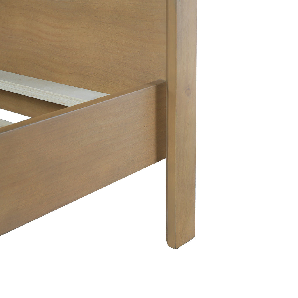 PINE SOLID WOOD KING SIZE BED, SOLID AND STABLE, NO BOX SPRING NEEDED, RUSTIC YELLOW COLOR