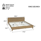 PINE SOLID WOOD KING SIZE BED, SOLID AND STABLE, NO BOX SPRING NEEDED, RUSTIC YELLOW COLOR