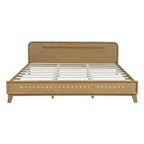 PINE SOLID WOOD KING SIZE BED, SOLID AND STABLE, NO BOX SPRING NEEDED, RUSTIC YELLOW COLOR