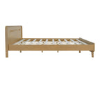 PINE SOLID WOOD KING SIZE BED, SOLID AND STABLE, NO BOX SPRING NEEDED, RUSTIC YELLOW COLOR