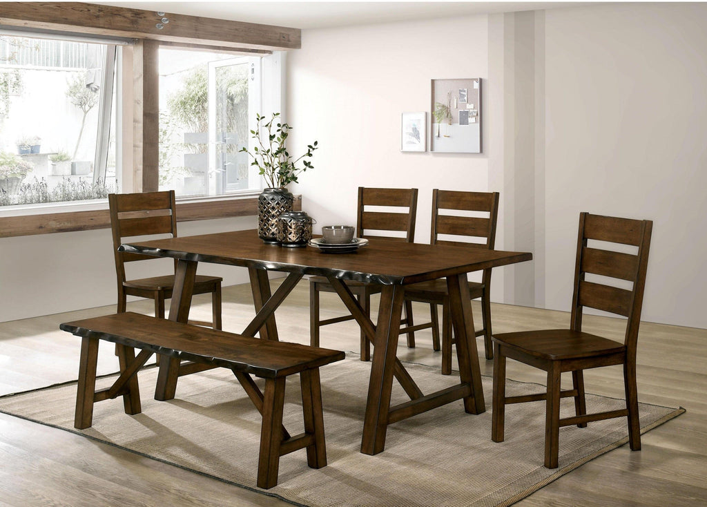 Solid Walnut Wood Dining Bench - Rustic Live Edge Design.