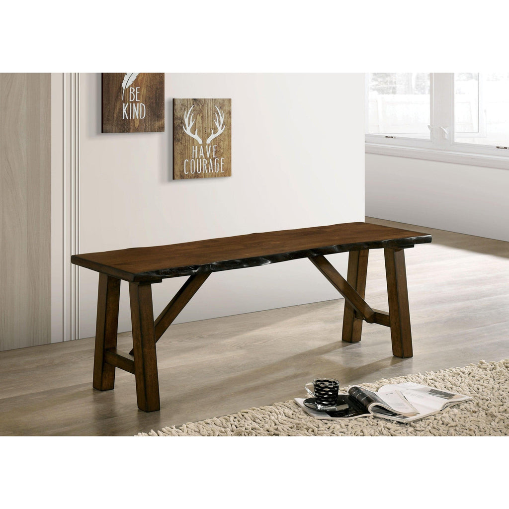 Solid Walnut Wood Dining Bench - Rustic Live Edge Design.