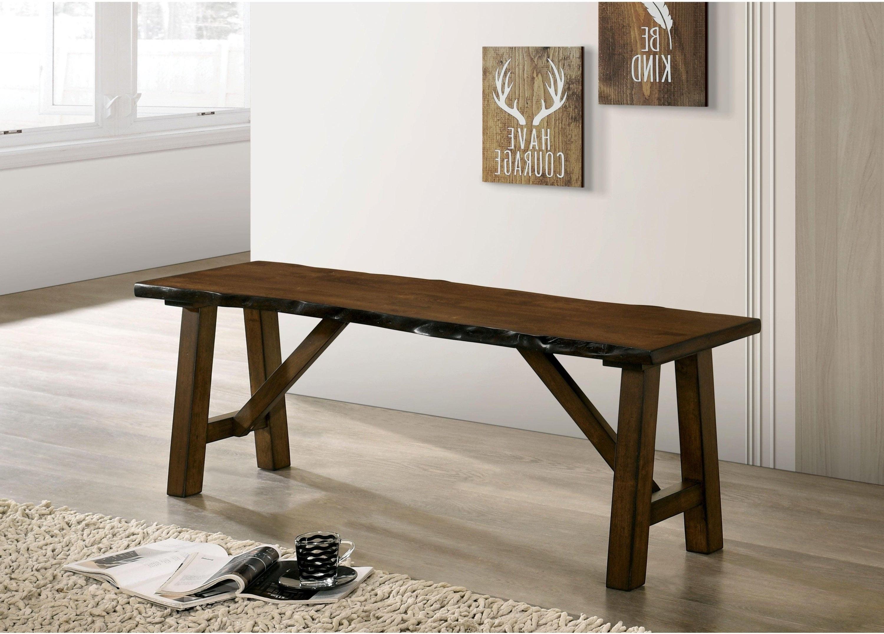 Solid Walnut Wood Dining Bench - Rustic Live Edge Design.