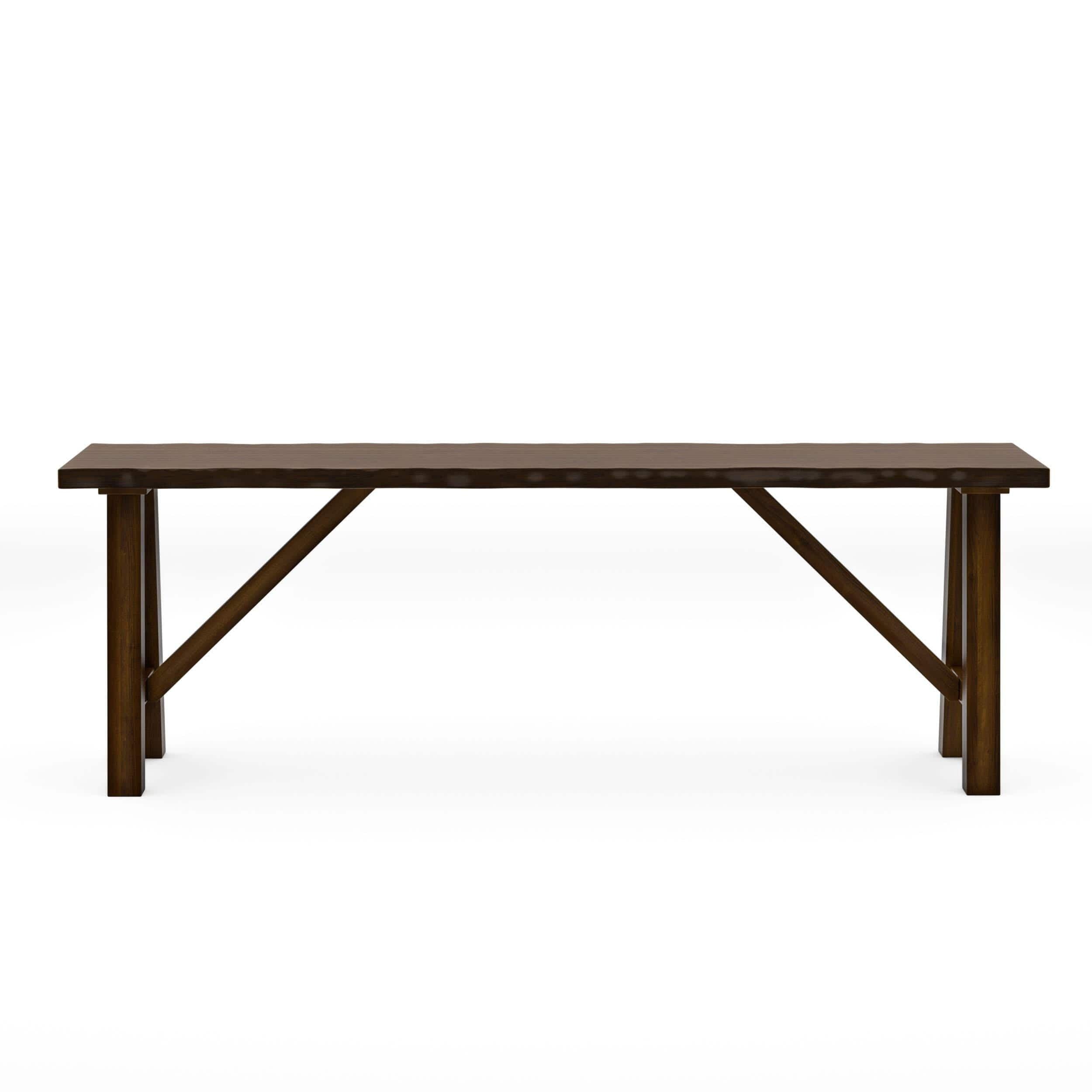 Solid Walnut Wood Dining Bench - Rustic Live Edge Design.