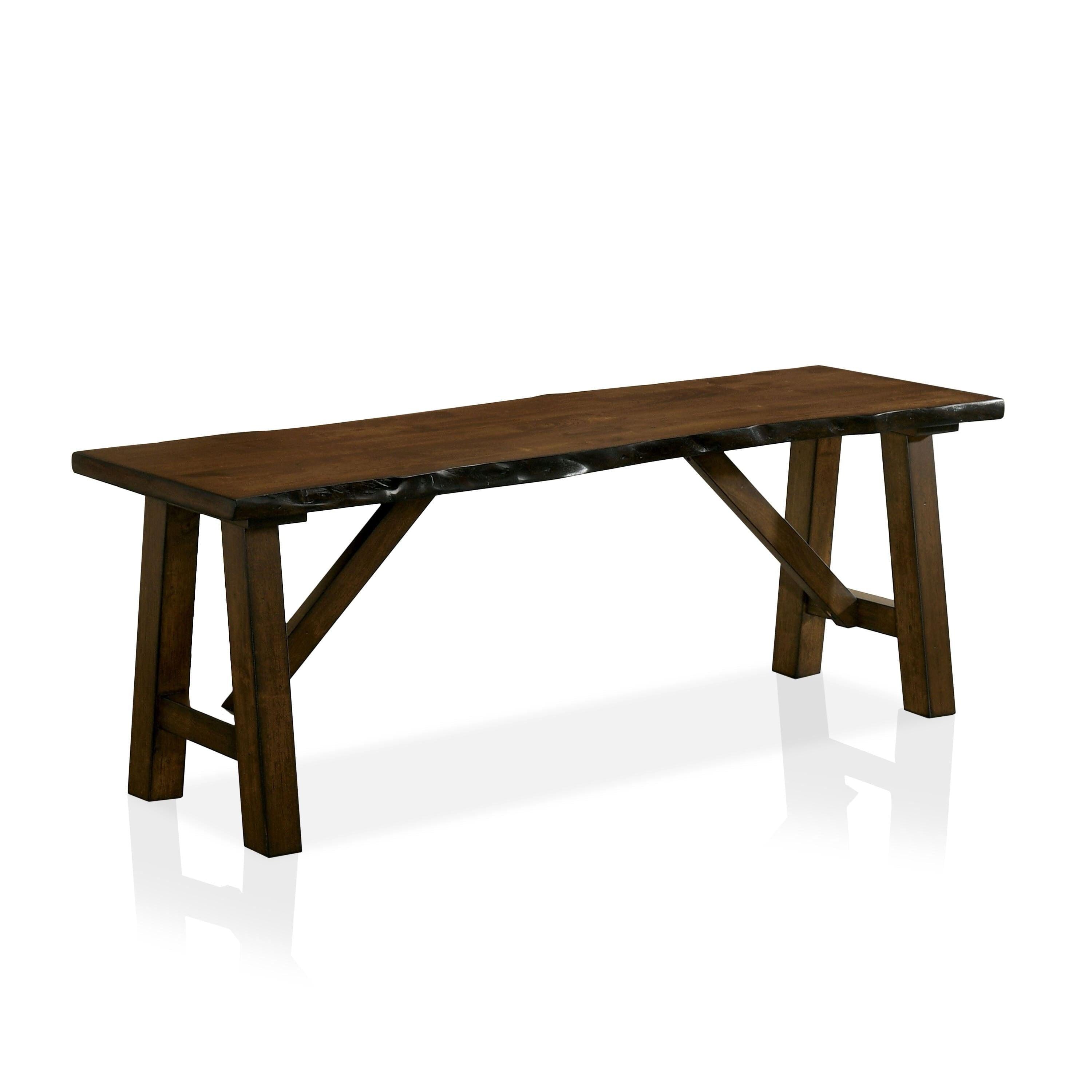 Solid Walnut Wood Dining Bench - Rustic Live Edge Design.