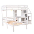 Twin Size Loft Bed with a Stand-alone Bed, Storage Staircase, Desk, Shelves and Drawers, White