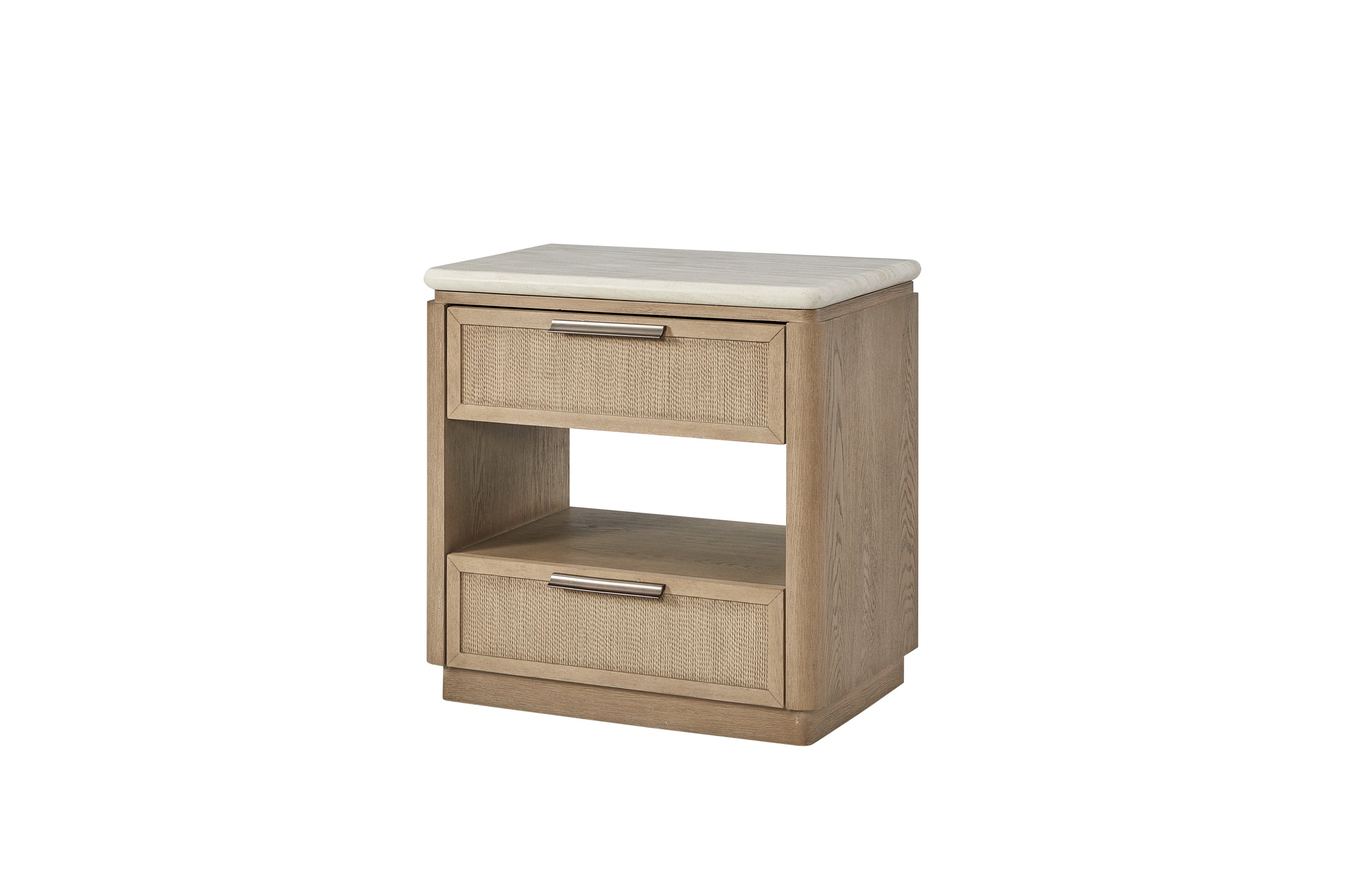 Two Drawer Nightstand with Rope Drawer Fronts