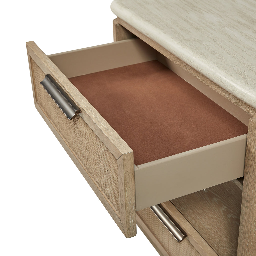 Two Drawer Nightstand with Rope Drawer Fronts