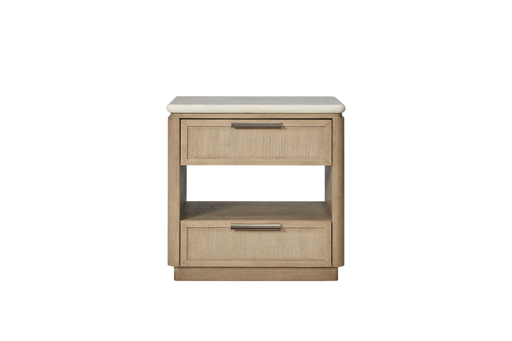 Two Drawer Nightstand with Rope Drawer Fronts