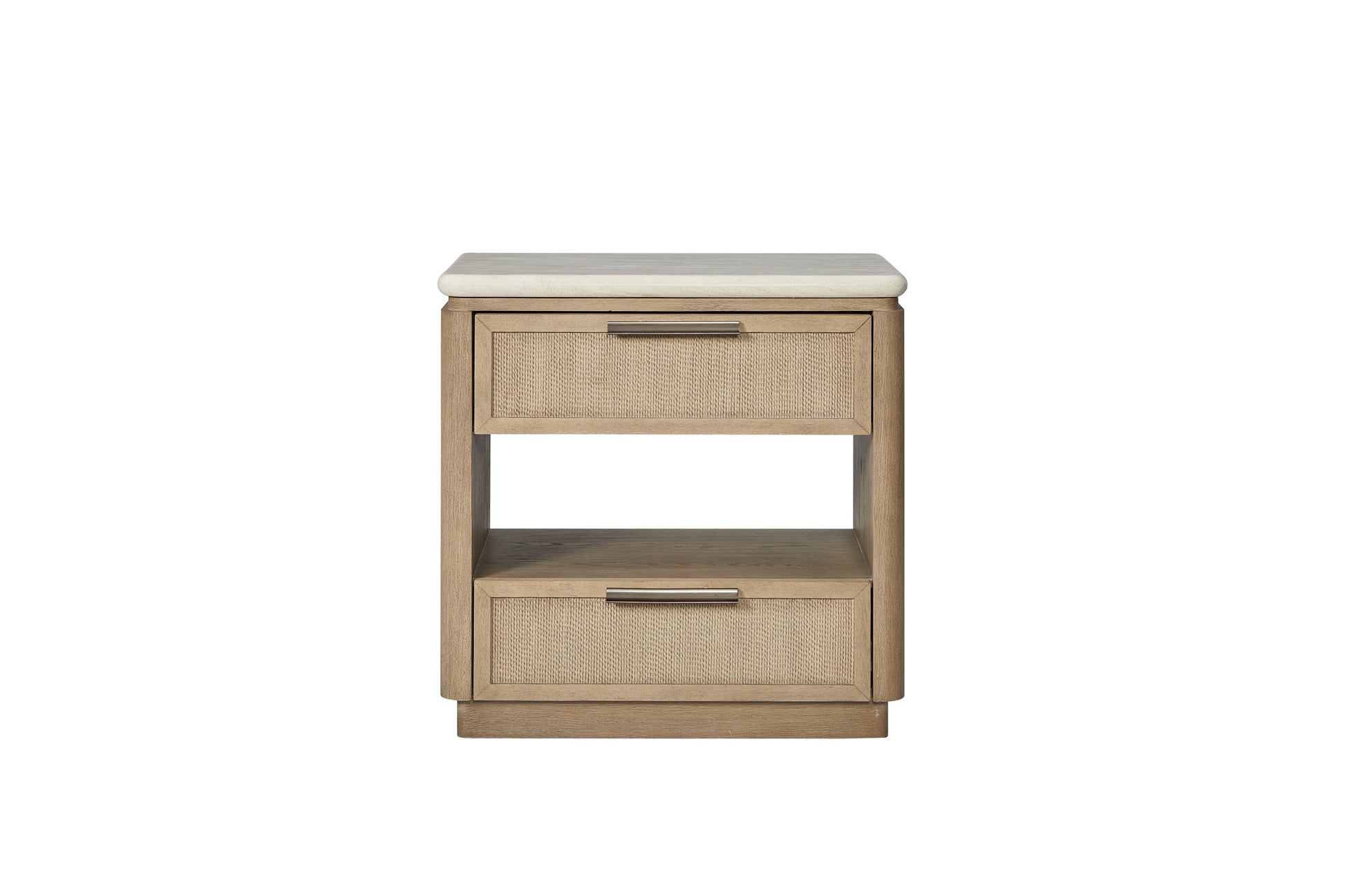Two Drawer Nightstand with Rope Drawer Fronts