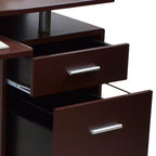 Solid Wood Computer Desk With Storage In Chocolate Finish.
