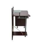 Solid Wood Computer Desk With Storage In Chocolate Finish.