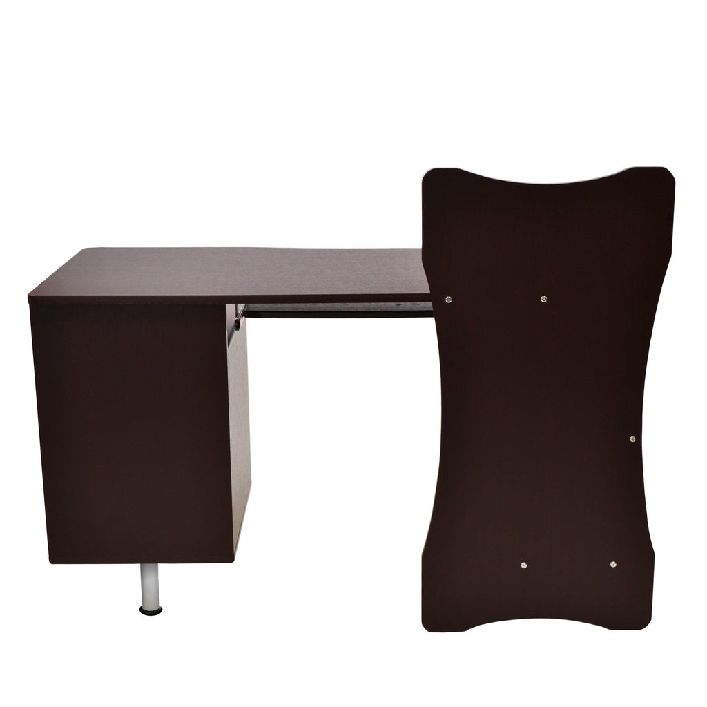 Solid Wood Computer Desk With Storage In Chocolate Finish.