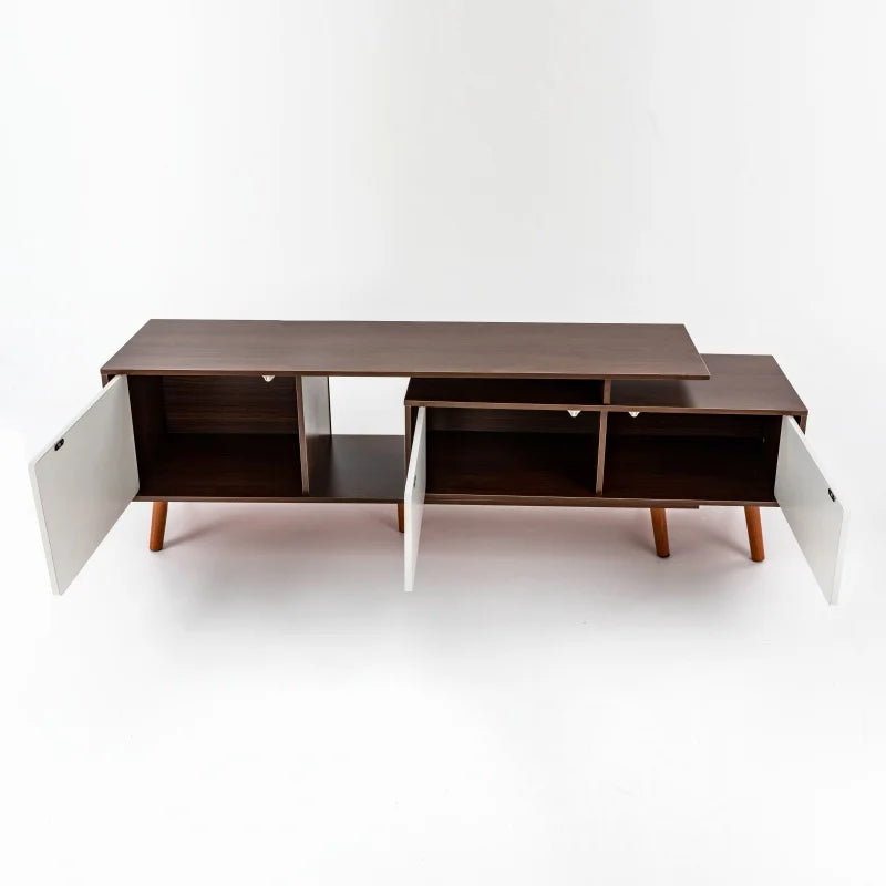 Solid Wood TV Stand Modern Farmhouse Boho with Doors  for the Living Room 120-200cm Length Adjustable Shelf