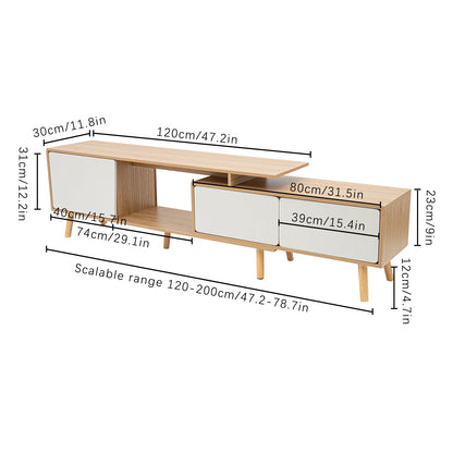 Solid Wood TV Stand Modern Farmhouse Boho with Doors  for the Living Room 120-200cm Length Adjustable Shelf