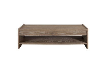 Wood Top 2 Drawer Cocktail Table - Cocoa Coffee Table