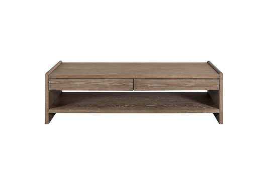 Wood Top 2 Drawer Cocktail Table - Cocoa Coffee Table