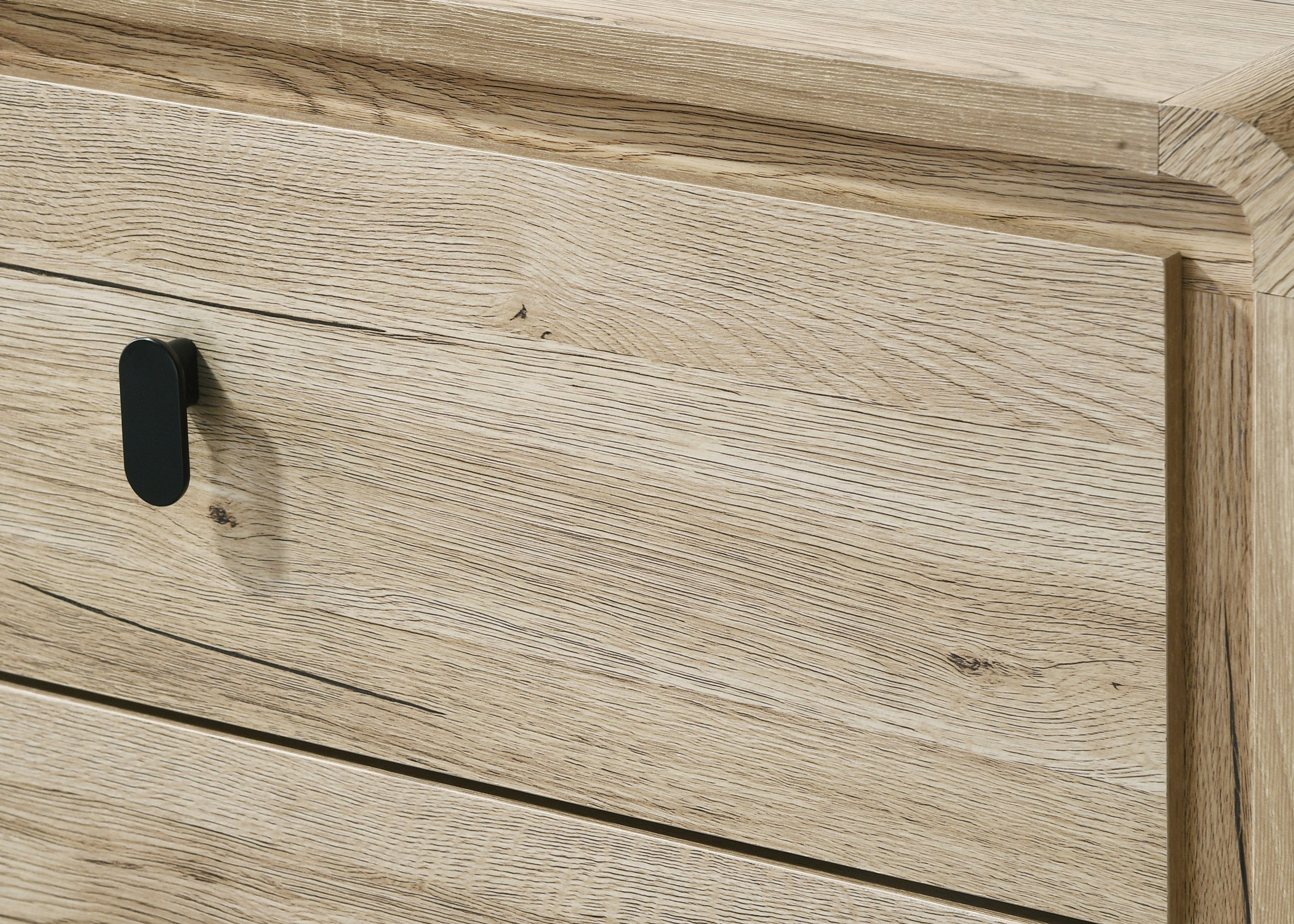 1pc Mid-century Natural Textures Warm, Wood-inspired Finish Ample Drawer Space Six Drawers Dresser Storage Wooden Furniture Beige Color