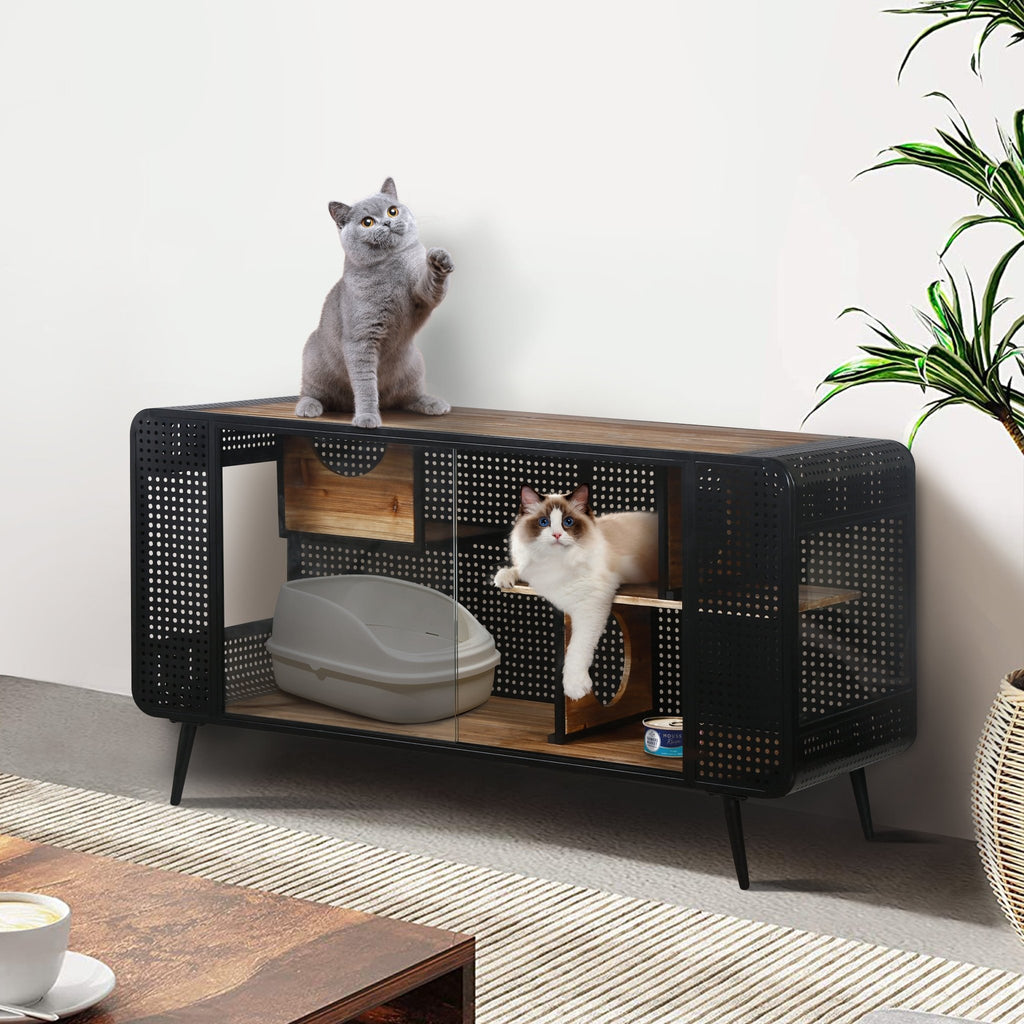 55.12 "Spacious Cat House with Tempered Glass, for Living Room, Hallway, Study and Other Spaces - Groovy Boardz