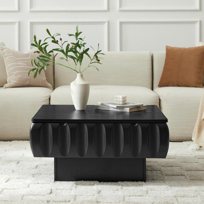 Square Lift-Top Coffee Table with Solid Wood Frame and Hidden Storage Coffee Table
