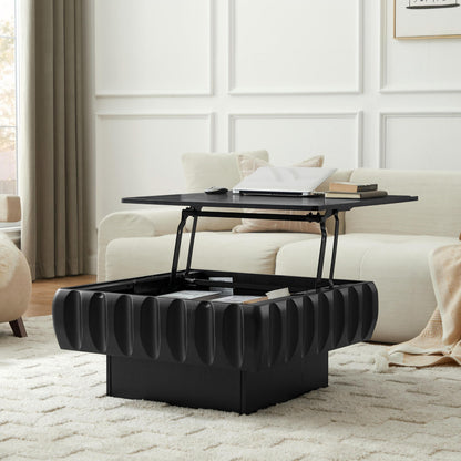 Square Lift-Top Coffee Table with Solid Wood Frame and Hidden Storage Coffee Table
