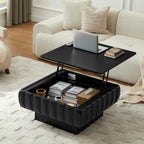 Square Lift-Top Coffee Table with Solid Wood Frame and Hidden Storage Coffee Table