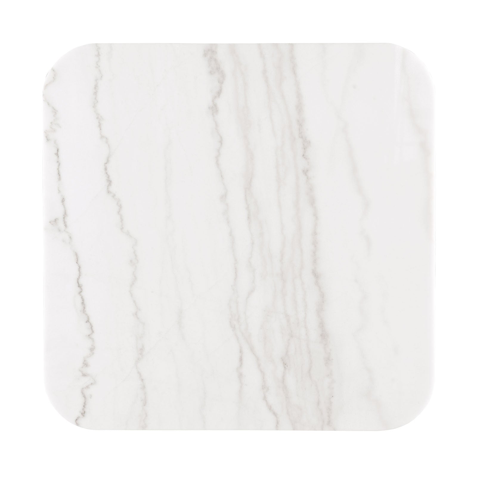 1pc Square Cocktail Table Marble Top Gold Accent Plinth Base Black White And Gold Finish Primary Living Room Coffee Table