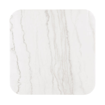 1pc Square Cocktail Table Marble Top Gold Accent Plinth Base Black White And Gold Finish Primary Living Room Coffee Table