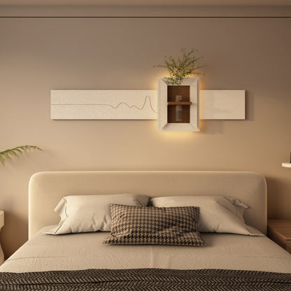 BotaniBeam Adjustable 3-Color LED Sandstone Wall Decor with Simulated Plants - 3D Art Sculpture, Glass Vase & Remote Control Light