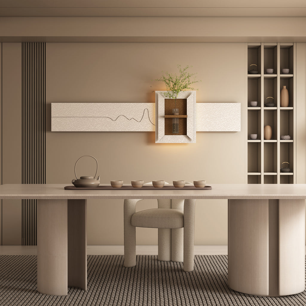 BotaniBeam Adjustable 3-Color LED Sandstone Wall Decor with Simulated Plants - 3D Art Sculpture, Glass Vase & Remote Control Light