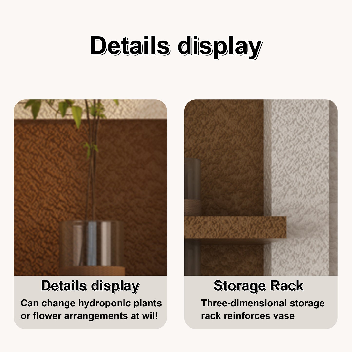 BotaniBeam Adjustable 3-Color LED Sandstone Wall Decor with Simulated Plants - 3D Art Sculpture, Glass Vase & Remote Control Light