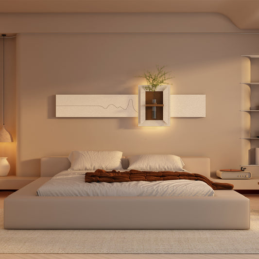 BotaniBeam Adjustable 3-Color LED Sandstone Wall Decor with Simulated Plants - 3D Art Sculpture, Glass Vase & Remote Control Light