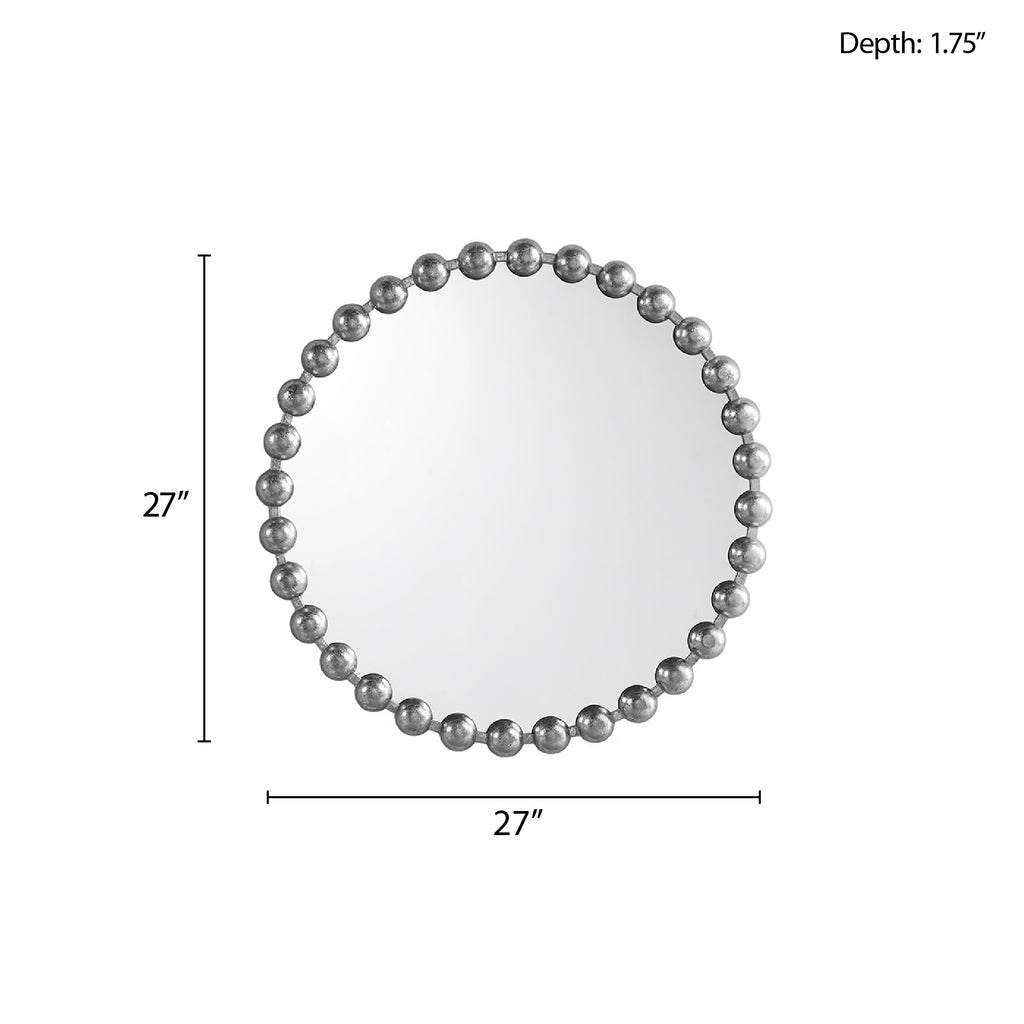 Beaded Round Wall Mirror 27"D