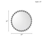 Beaded Round Wall Mirror 27"D