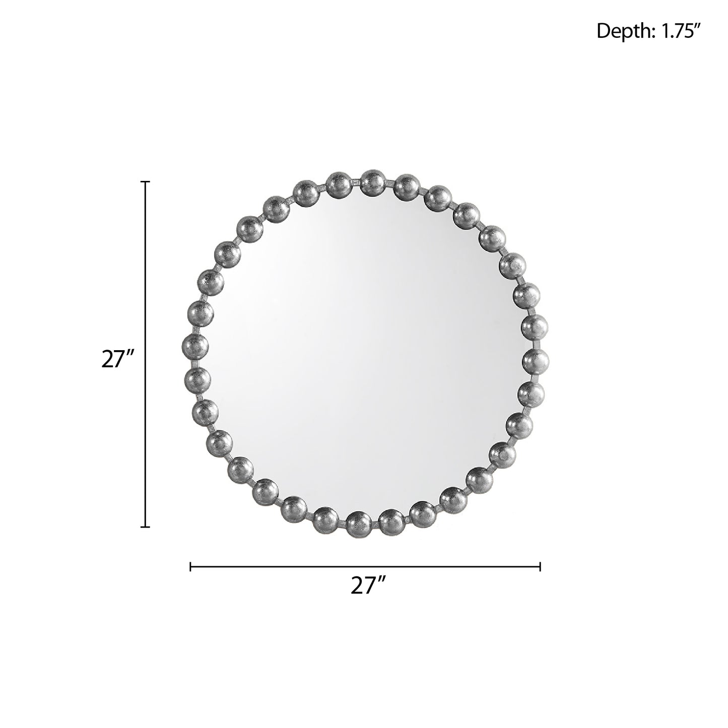 Beaded Round Wall Mirror 27"D