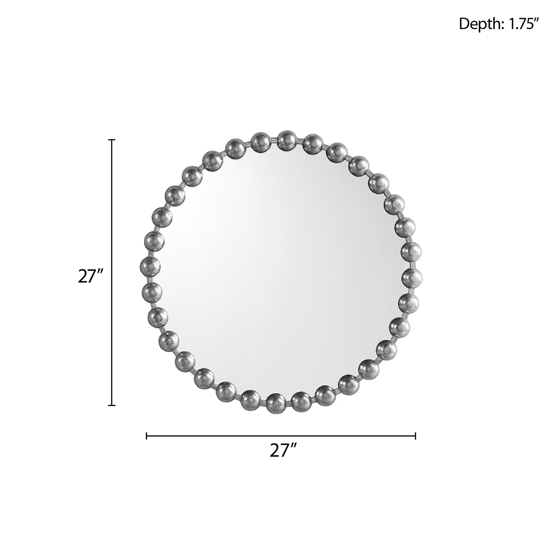 Beaded Round Wall Mirror 27"D
