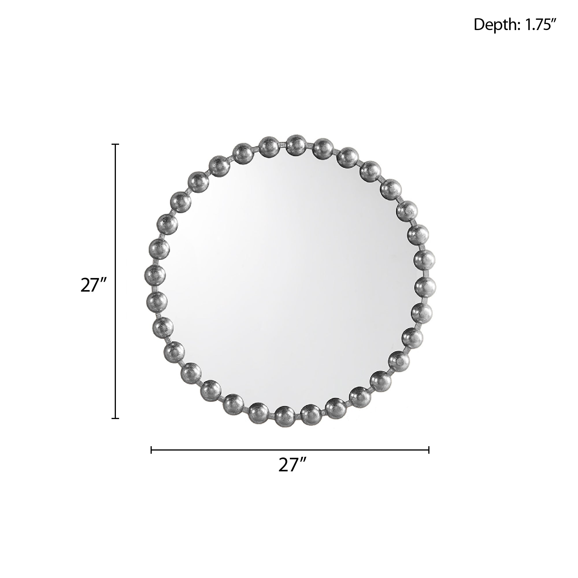 Beaded Round Wall Mirror 27"D