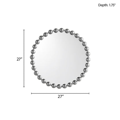 Beaded Round Wall Mirror 27"D