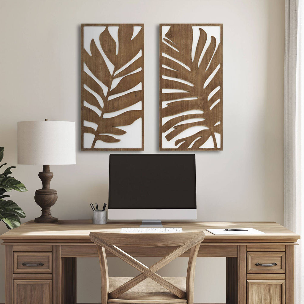 Birch Botanical Two-tone Wood Panel Wall Décor Set Wall Decor